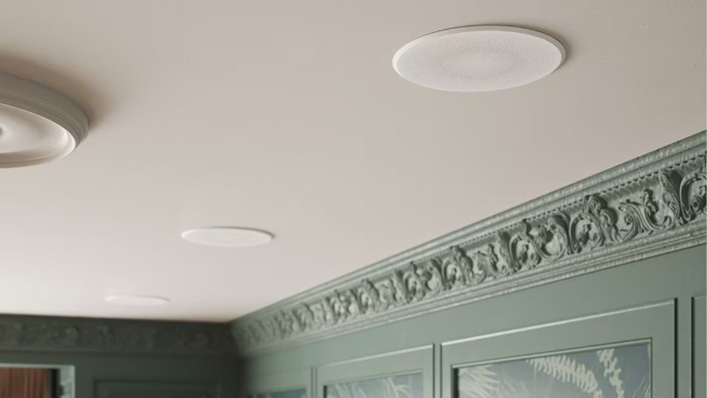 Ceiling speakers installed in a room